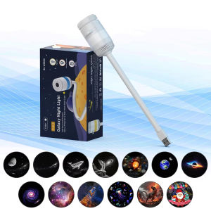 KEBETEME Car Starry Sky Projector Lamp USB Portable Galaxy Night Light 12 Film Slides Adjustable Angle Romantic Star Nebula Moon Projection Light for Car Interior Bedroom Decor