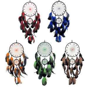 Dreamcatchers Wind Chimes with Feathered Tassels and Night Glowing Beads Hanging Ornament Home and Bedroom Wall Decors