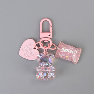 Cartoon Bling Heart Bear Animal Candy Keychain Key Ring For Friend Lovers Cute Creative Bag Car Earphone Box Key Accessories h260729
