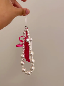 Ballet Shoes Keychain Pendant Stylish Pearl Beaded Lanyard Charm Decorations Bag Keyring Hanging Ornament Car Key Chain