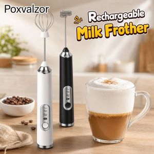 2 In 1 Rechargeable Electric Milk Frother Wireless Egg Beater Handheld Mixer Adjustable Speed Stainless Steel For Coffee Baking