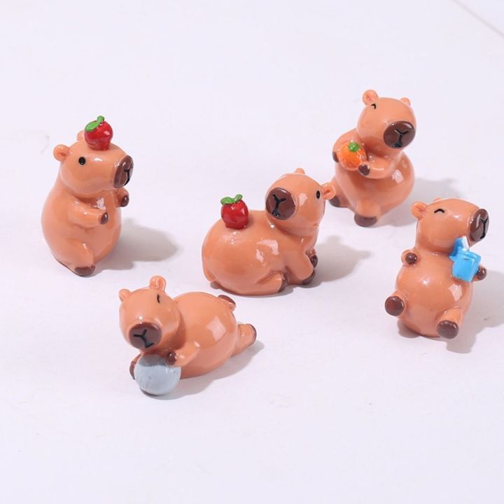 15 Pcs Mini Capybara Figurines Set - Resin Cake Toppers & Fairy Garden Animals