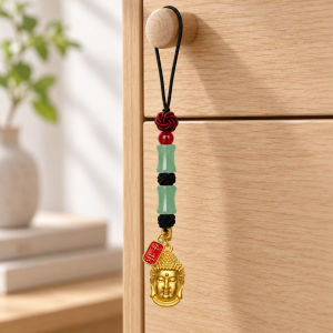 已开光 招财钥匙扣 手机链 礼物 Fortune-Taking Keychain Mobile Phone Chain Gift 加工定制相伴钥匙扣手机链东陵玉竹节平安吊牌佛头吊坠吉祥小挂饰
