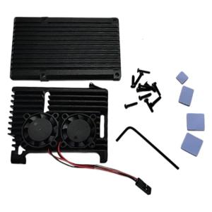 Pi 4B เคสเกราะปลอกอลูมิเนียมอัลลอยด์พัดลมคู่ฮีทซิงค์ระบายความร้อนสำหรับ Pi4B ราสเบอร์รี่ที่ดีที่สุดเคสระบายความร้อน