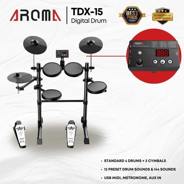 Aroma Digital Drum Kit Electronic Drum TDX15 Lazada