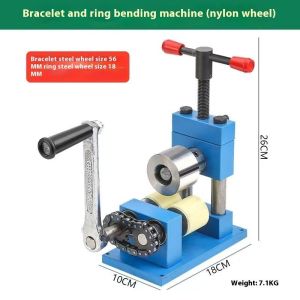2-in-1 Ring & celet Bender Manual Roller 7.7kg Steel Rubber Nylon Wheels for Gold Silver Jewelry