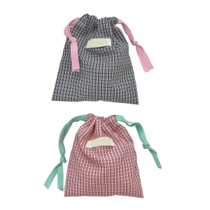 กระเป๋าที่เก็บลิปสติกกระเป๋าเครื่องสำอาง Tas Kosmetik ลายตารางสำหรับผู้หญิงและเด็กผู้หญิงถุงซักผ้าถุงขนมมีเชือกรูดกระเป๋าเข้าห้องน้ำ