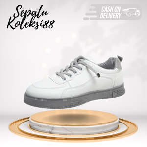 Sepatu Sneakers Kanvas Wanita Kasual Sport Shoes Warna Abu Pink Sepatukoleksi 218