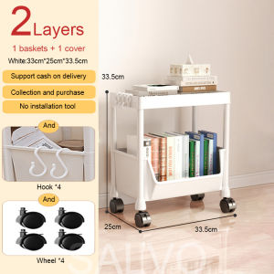 SALVO Trolley Cart Organizer For Baby Kitchen Bathroom Utility Trolley Cart Organizer 3 Tier Multifunctional Organization Kitchen Utility Bedroom Shelf Bathroom Storage Floor Rack with Removable Wheels