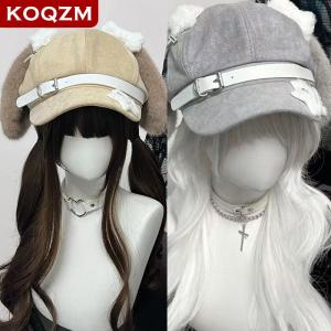 [COD] KOQZM KITCHEN Gothic Lolita Beret Kawaii Hat Punk Bone Long Eared Puppy Hat For Women Girls Cosplay Hats Versatile Sunscreen Hat Gifts