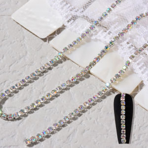 DORISNA Nail Art Chain 25cm 3D Silver Decoration Accessories Metal Diamond Pearl Decoration DIY Handmade Nail Decoration Chain