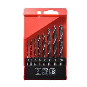 CSR 8PCS Drill Bit Set Wood plastic Woodworking Drill Bit 3-10mm High Speed Steel Grinding Drill Bit Set Wood plastic positioning punch hole woodworking drill bit bit set tool
