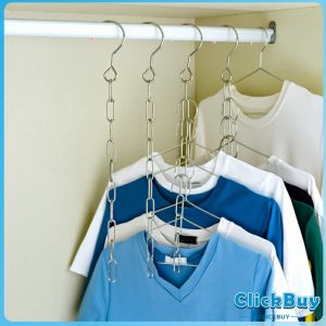 ClickBuy โซ่แขวนของ โซ่แขวนผ้า ตะขอห่วงโซแขวนผ้า ช่องแขวน 10 ช่อง