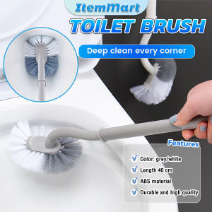 ItemMart Long-Handled Toilet Brush Curved Head Soft Bristles Quick Drying Bathroom Corner Cleaning Tools