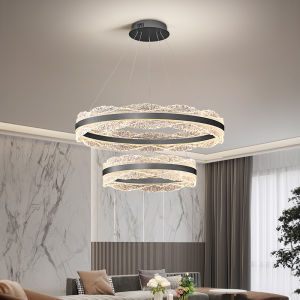 SXH SXH Elegant living room lamp acrylic light luxury dining room chandelier modern minimalist bar counter lamp round and grand main living room light