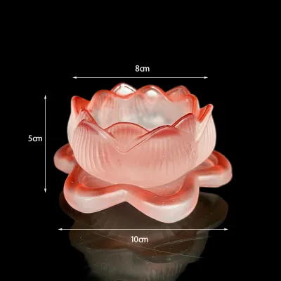 Chân đèn cầy Đựng nến tealight hoa sen thủy tinh lưu li nhiều màu - phật giáo tường thuận