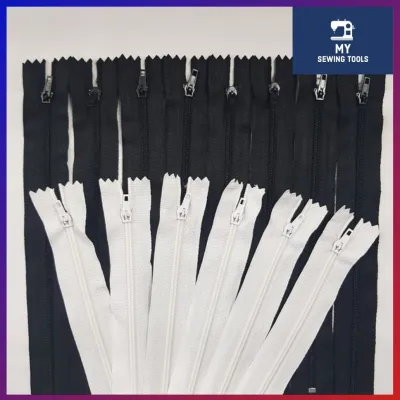 SCZ Normal Zip / Cloth Zip / Normal Zipper (1pc) 4inch-22inch / Black & White | Zip Biasa SCZ / Zip Kain / Zip Baju