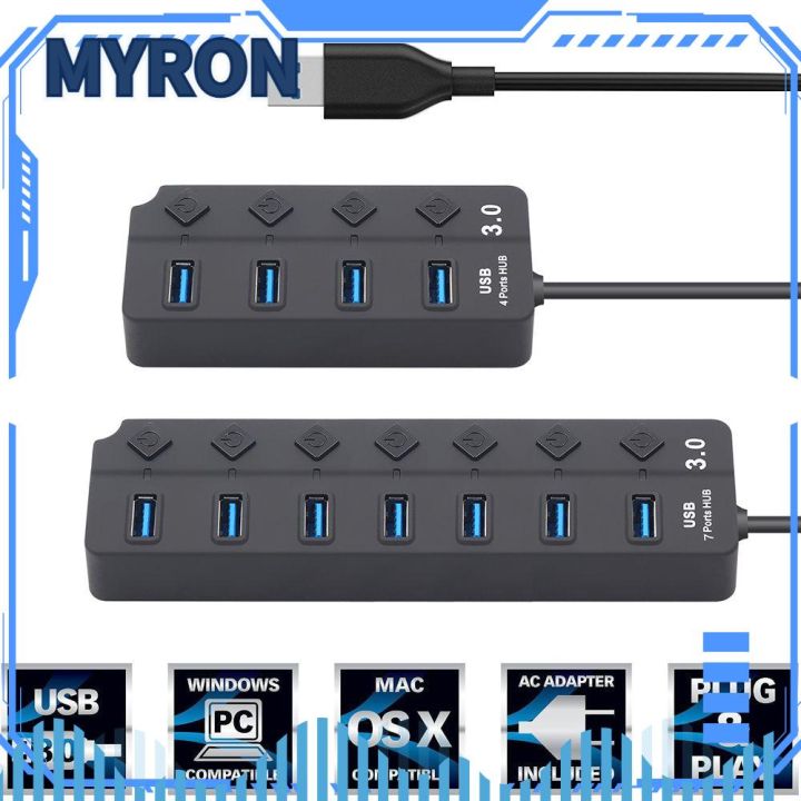 USB Hub 3.0 ( 4/7 Port on/off) Hub Splitter USB Hub 3.0 with Switches ...
