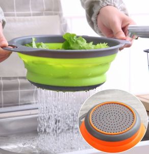 Kichen Foldable Collapsible Silicone Colander R-04 Fruit Vegetable Strainer Basket Wash