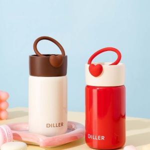 DSFDF Drinking Kettle Mini Thermos Cup Stainless Steel With Handle Thermal Water Bottle Kawaii Keeps Cold and Heat Portable Vacuum Flask Porridge Soup