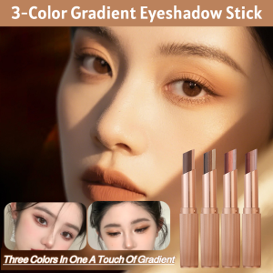 3-Color Gradient Eyeshadow Stick One Swipe Pearl Shimmer Matte Long-Lasting Non-Fading Buildable Shimmer to Matte Transition with 12H Smudge Proof Wear