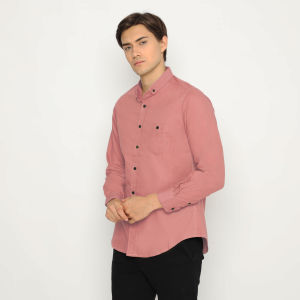 NFZ Kemeja Kasual Pria Polos Lengan Panjang Slimfit All Varian