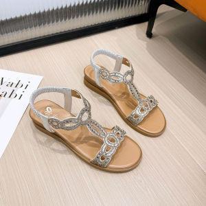 [Free Shipping] Summer 2026 New Collection: Women’S High-Heeled Rhinestone-Embellished Wedge Sandals Featuring A Bohemian Vacation-Inspired Style And Available In Larger Sizes