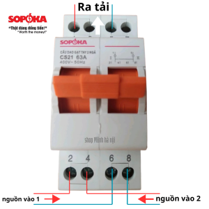 Át Chuyển Đổi 2 Nguồn Điện Dạng Aptomat SOPOKA 2P 63A (CS21-63A) Dùng Thay Cầu Dao Đảo Chiều Dạng Cổ Điển