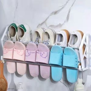63cm Door Back Shoe Rack Wall Mounted Slipper Organizer Foldable 3 in 1 Bathroom Storage Stand