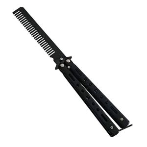 Foldable Comb Stainless Steel Practice Training Butterfly Comb Beard Brush Hairdressing Styling Tool