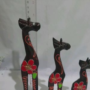 Pajangan Kayu Jerapah Mini Lucu 1 Set (3pcs) Ukuran 25 cm