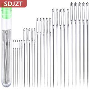 [COD] SDJZT เข็มเย็บผ้าขนาดใหญ่25ชิ้นเข็มเย็บหนังแฮนด์เมดเข็มเหล็กถักไหมพรมชุดเครื่องมือเย็บผ้า