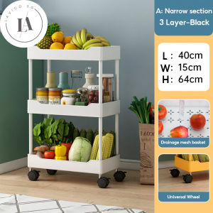 BASISHOME Movable shelves / bookshelves / childrens toy storage rack cart with wheels simple bookcase