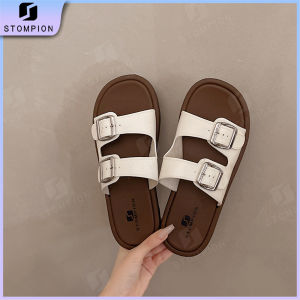 STOMPION Korean Sandals For Women Elegant Sandals Flat Slippers For Women Footwear Summer Girl