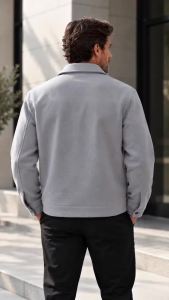 Mens Short Brushed Shirt Jacket Long Sleeve Snap Button Loose Fit Soft Warm Casual Outerwear for Everyday Wear Autumn Winter2026