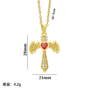 Fashion necklace pendant - Luxury and exclusive small-scale collar chain accessory   爆款钛钢翅膀十字架项链高级轻奢吊坠小众设计新款毛衣链饰品
