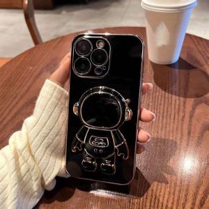 🔥 HOCE Cute Astronaut Stand Holder Plating Case For iphone 14 13 12 11 Pro Max 12mini 13mini X XR XS Max 7 8 Plus Cover Shell