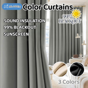 MLADEN Solid Color Blackout Curtains Blackout 99% Hook Type Window Screen Bedroom Living Room Tirai Tingkap