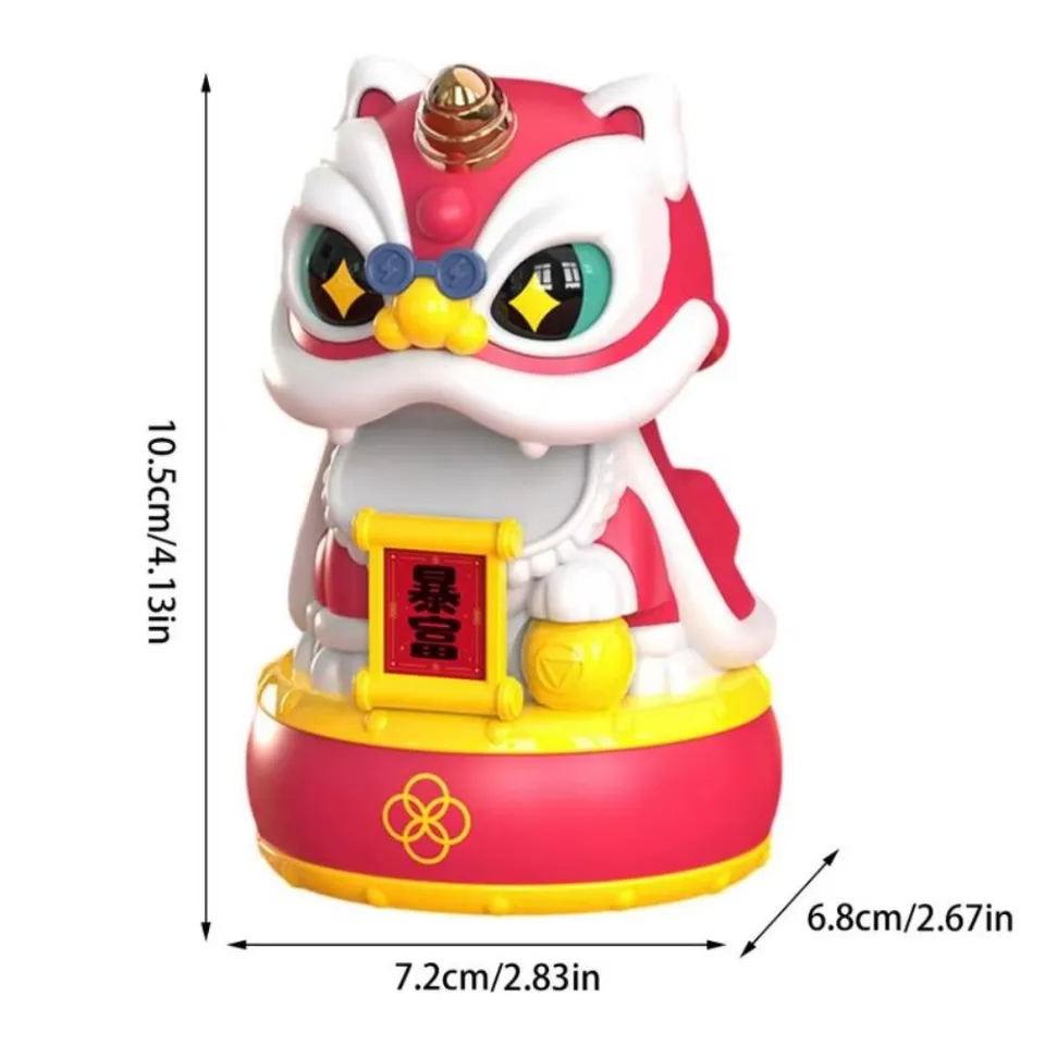 Samuliy Décoration de Lion à énergie Solaire Qui hoche la tête - Lion - Décoration Solaire - Éve du Lion à énergie Solaire, Lion Tendance Nationale - Danse du Lion de Bon augure de Style Chinois