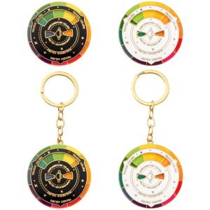 MEEU Rotatable Spinning Color Compass Keychain Color Wheel Multicolour Spinning Color Compass Pin Enamel Classmate Gifts