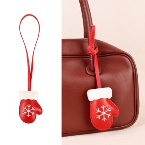 EGRT Cartoon Christmas Bag Charm Snowman Santa Claus Leather Santa Claus Keychain Versatile DIY Christmas Hanging Ornament Car Key