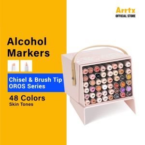 Arrtx Skin Tone Alcohol Markers Oros 48 Colors Brush and Chisel