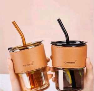 MURAH NAMPOLLL BELI 1 GRATIS 1 !!! TUMBLER GELAS KACA AESTHETIC BOTTLE CUP 400ML FREE SEDOTAN KACA