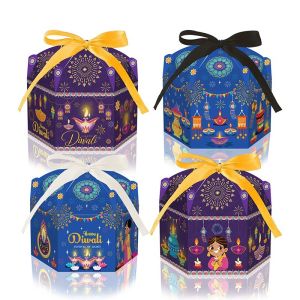 LYFS Deepavali Hexagonal Gift Box Diwali Candy Cookies Box Kotak Hadiah Festival Party Gift Wrapping Box