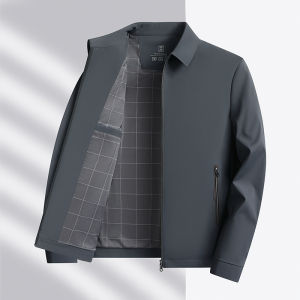 Mens Lightweight Jackets Full Zip Up Light Coat Laydown Collar Jacket Casual Windbreaker Jacket with Zip Pockets Soft and Comfortable Fabric