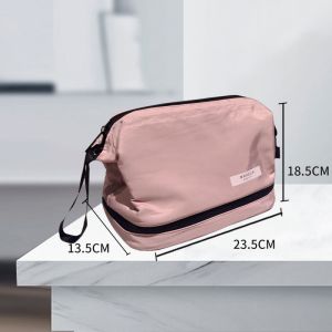GStar Double Layer Zipper Makeup Bags Korean Style High Capacity Hand Carry Portable Travel Cosmetic Bag Multifunctional Home Storage Bags for Women Ladies 上下双层韩版化妆包