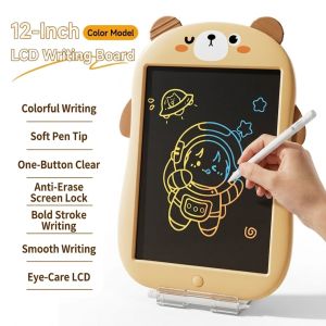 OSSDE Kids 12 inch LCD Drawing Tablet Rainbow Screen Cartoon Writing Board Electronic Sketchpad