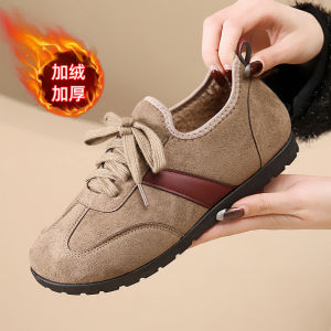 [Free Shipping] Autumn And Winter Cotton Shoes New High-Heeled Retro-Style Flat-Soled Soft-Bottom Non-Slip Casual Shoes And Fleece-Lined Warm Shoes