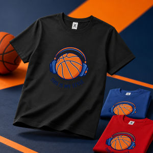 Womens Plus Size Basketball Headphones Graphic Crew Neck T-Shirt OM285