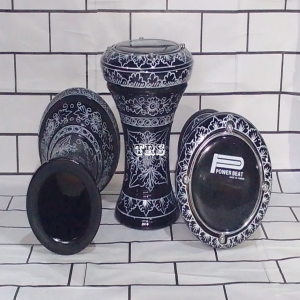 tumbuk batu murah dumbuk atau darbuka  kayu 6 inci hitam silper